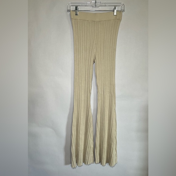 Glassons Cream/Beige Ribbed Flare Knit Loungewear Pants Size Small - Picture 1 of 8